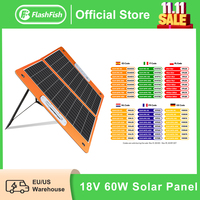 FF Flashfish 18V 60W Foldable Solar Panel Portable Solar Charger with DC Output USB-C QC3.0 for Phones Tablets Power Station