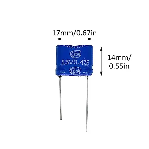 2 pcs 8.5X17X14mm(0.33x0.67x0.55in) Super Capacitor 5.5V 0.47F Super Farad Capacitance Winding Type Energy Storage