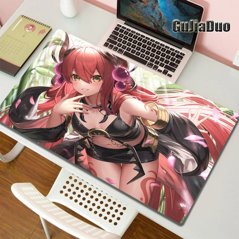 

80x40 Gamer Cute Anime Girl Large Mousepad Natural Rubber Padding Comic Mouse Mats Gaming Accessories Kawaii Stuff Accessories