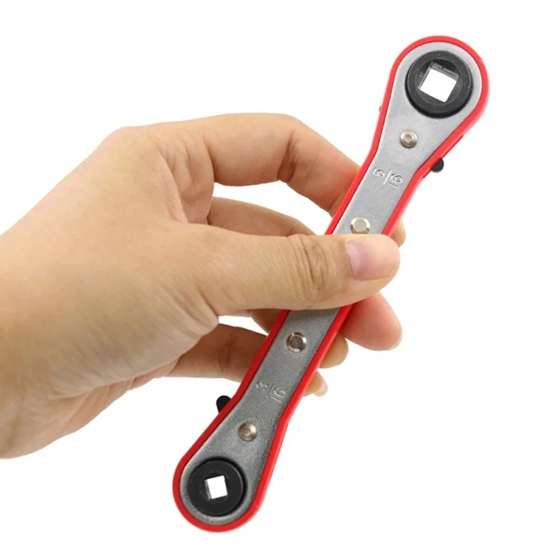Refrigeration Equipment Maintenance Wrench, Double Headed Square Ratchet Wrench, Air Conditioning Valve Quick Wrench
