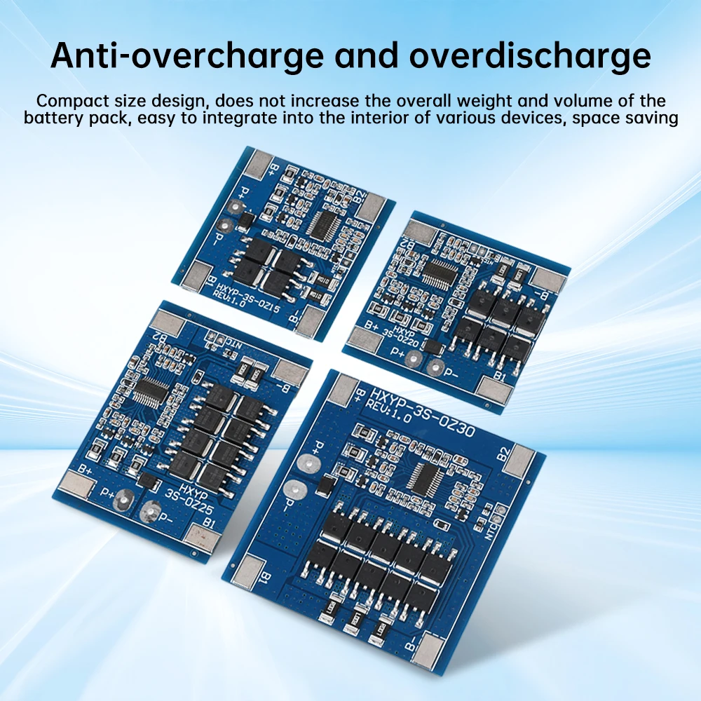 3S 12V 15A 25A 30A BMS 18650 Lithium Battery Protection Board 11.1V 12.6V Anti-Overcharge With Balance And Temperature Control