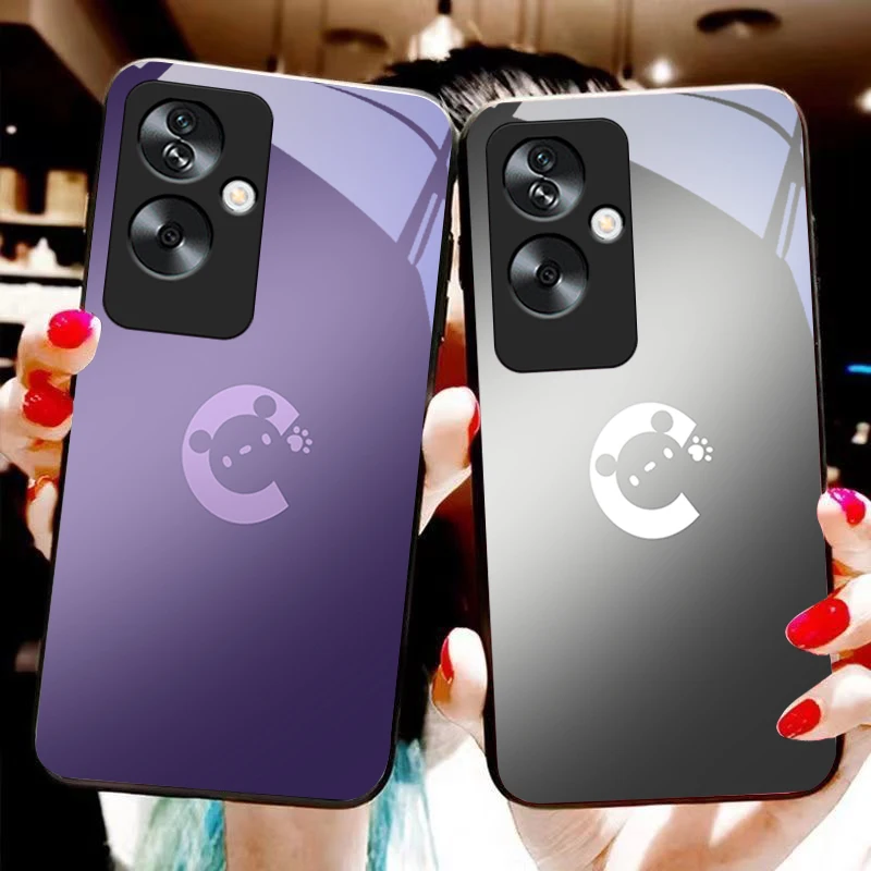 

Simple Bear Shadow For Oppo A79 5G 58 78 74 60 4G Reno 11F Realme GT 6 11 Note 50 10 C55 X2 Tempered Glass Black Phone Case