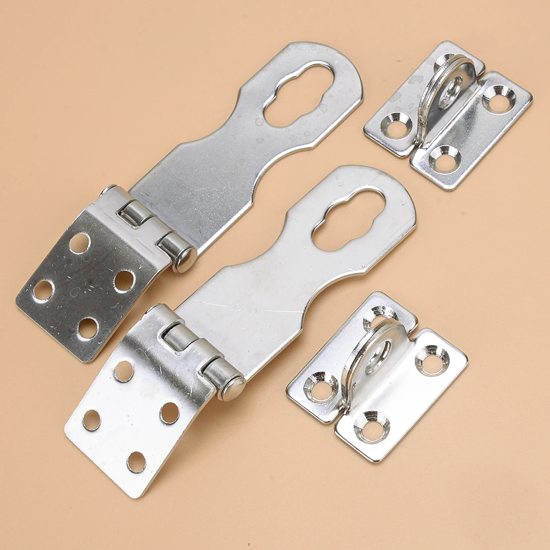 2 Sets Stainless Steel Marine Deck Safety Hasp Buckle Door Hinge Latch Lock Clasp For Companionway Boat Caravan Cockpit Locker