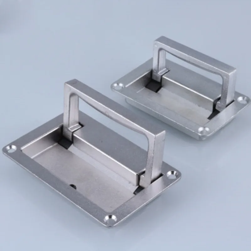 Zinc Alloy Recessed Pull Handle Container Handle Sliver Flush Lift  Metal Rectangle Shaped Recessed Folding Pull Handle Grip