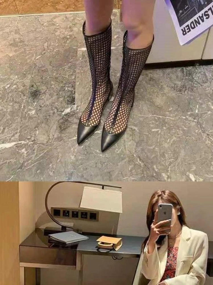 Bottes à talons compensés pour femmes, couleur unie, bottes hautes et pointues, chaussures à strass, talons fins au-dessus du genou, bottes hautes pour femmes