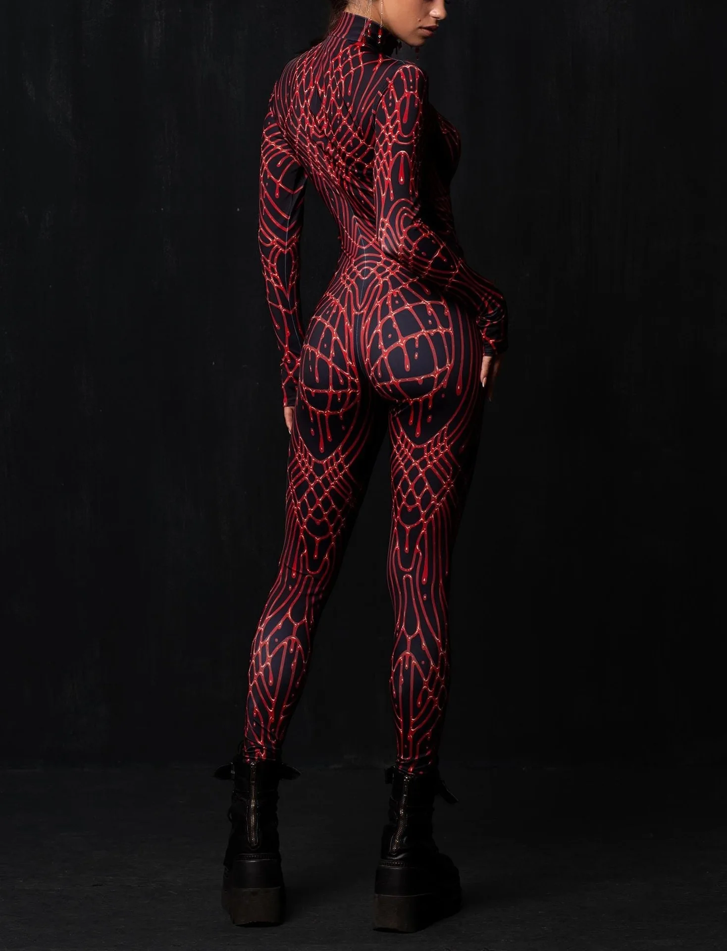 Halloween-Karnevalsparty Aerial Yoga Zentai Damen Enger Gothic Mechanischer Erwachsenen-Futuristischer Technologie-Roboter Cosplay-Jumpsuit – Detail 10