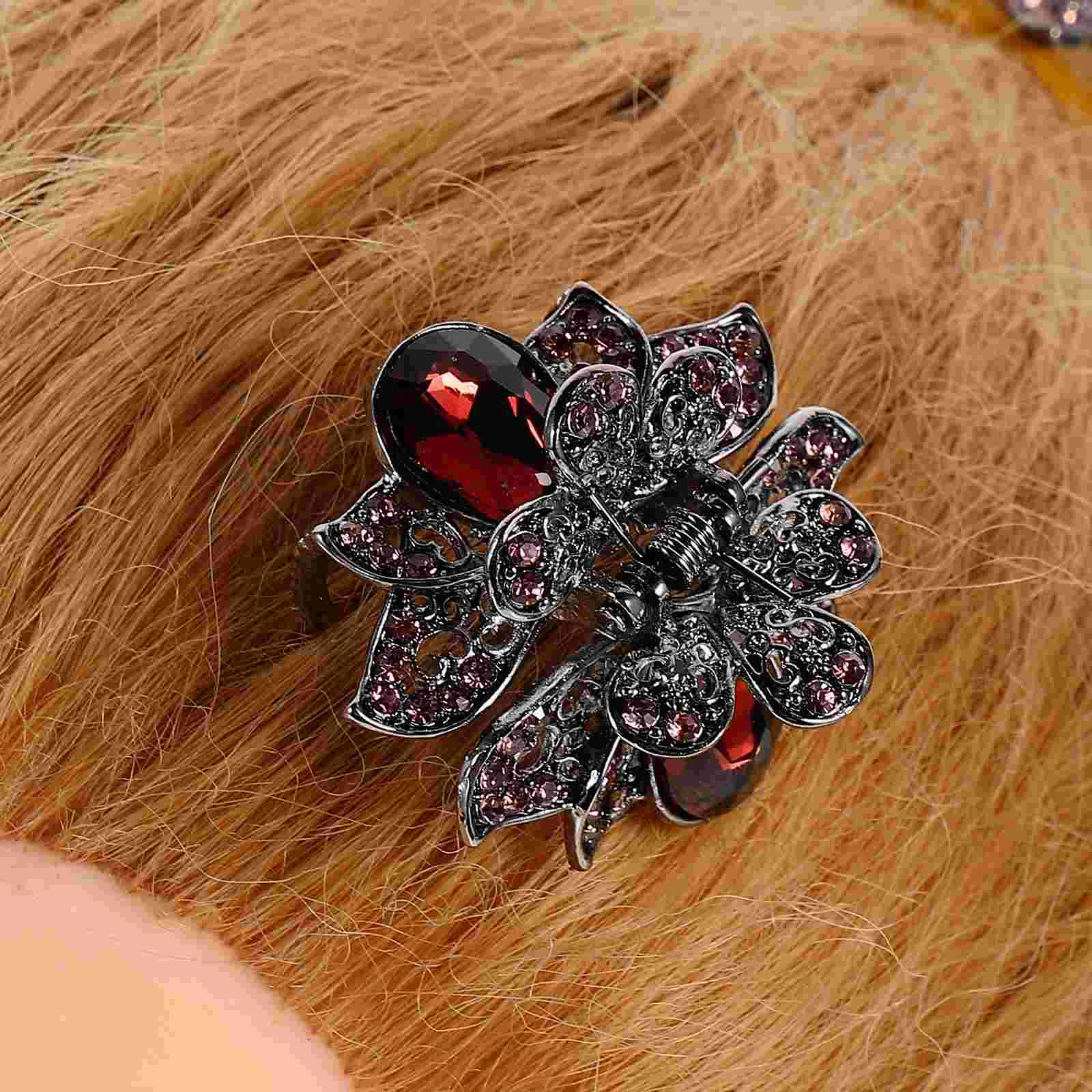 

3 Pcs Metal Crystal Hair Clip Claw Clamp Creative Claws Women Mini Headdress Woman Hollow Miss Clips