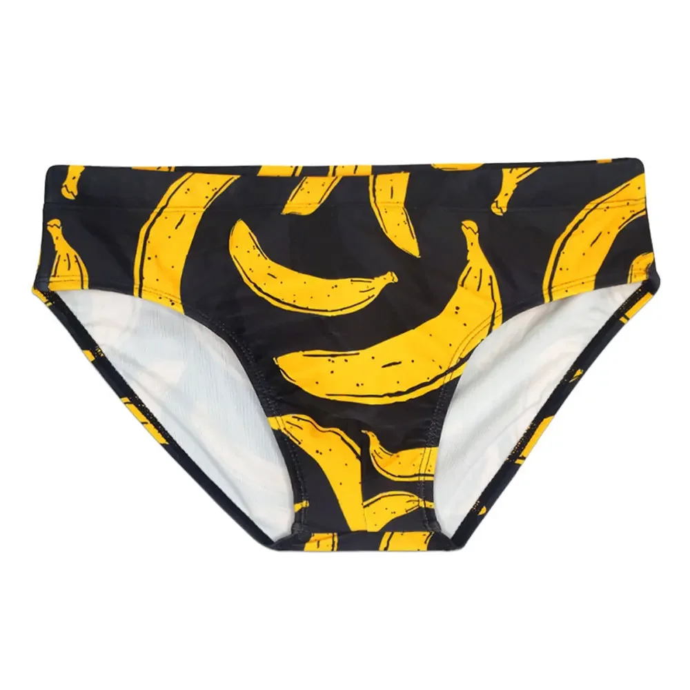 Men's Banana Print Fun Swim Briefs Swimwear Hot Sexy Art Trend Swimming Trunks Shorts Beach Surfing Bathing Suit Sunga Cavada