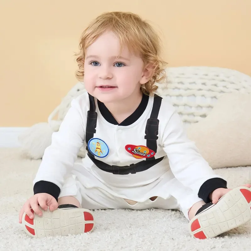 Umorden Bianco Baby Boy Astronauta Costume Cosplay Spazio Vestito Neonato 3M 6M 9M 12M Primavera Autunno Pagliaccetto Tuta Compleanno vestito