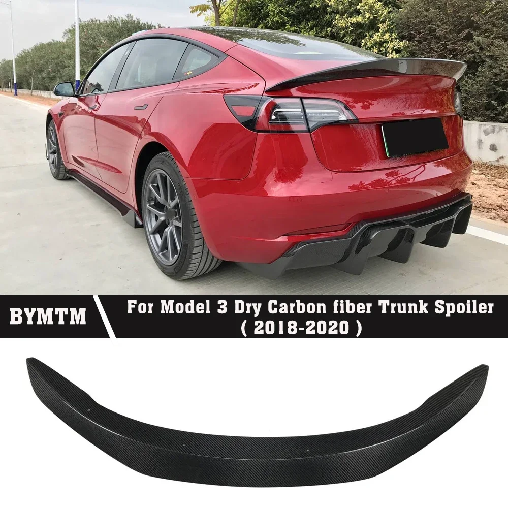

V Style Car accessories Bumper Dry Carbon fiber Spoiler For Tesla Model 3