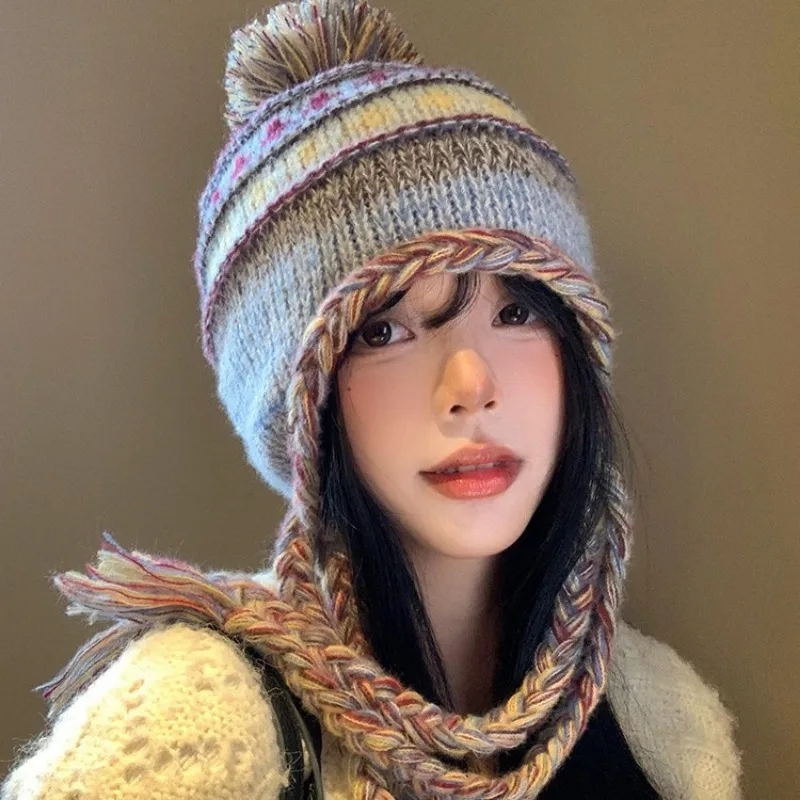 Chapeaux de bombardier chauds polyvalents pour femmes, couvre-chef de vol, sangle tressée, boule de poils, documents d'abonnés de niche, automne et hiver