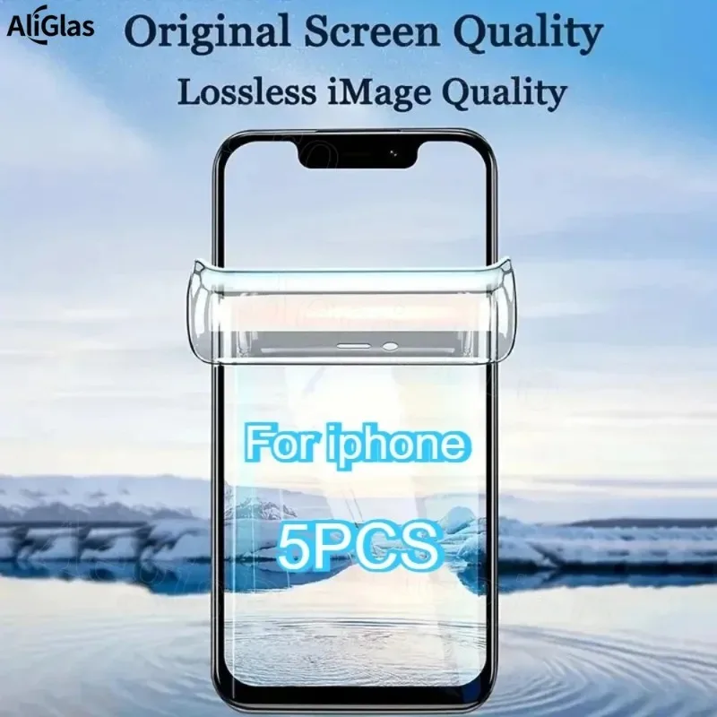 5Pcs High Definition Hydrogel Film For iPhone 13 14 Pro Max Mini High Sensitivity Non-breakable Screen Protector For iPhone 13