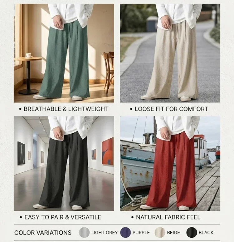 Mens New Solid Color Loose Straight Fit Casual Pants Baggy Jogger Sweatpants Autumn Streetwear Hiking Trousers for Men Pants