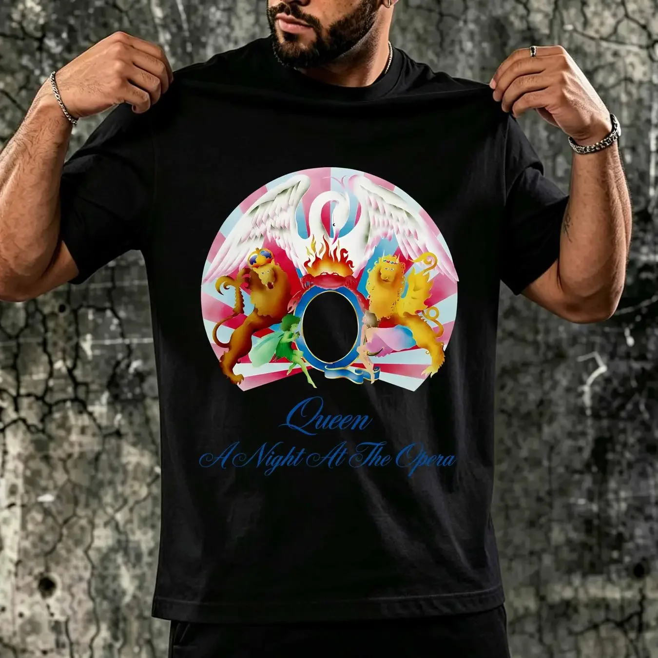 washed T Shirt Queen Official A Night At The Opera vintage Washed Versatile designer clothes Unisex Stretched fashion Stylish