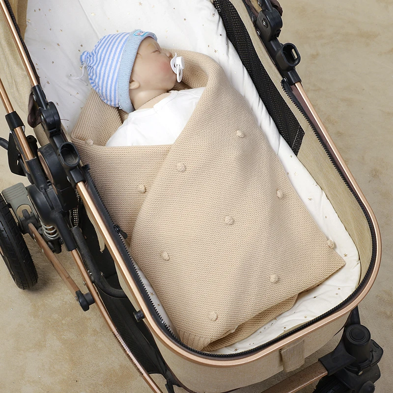 Infant Baby Blanket 90*70cm Srtoller Swaddling Super Soft Plaids Sleepsack Fashion Solid Dot Newborn Boy Girl Bedding Quilt Knit