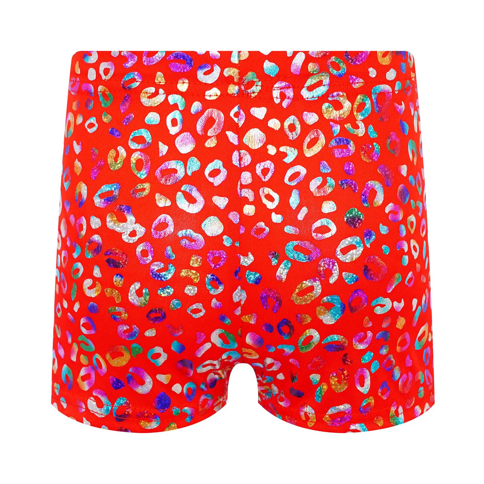 Crianças jazz dança shorts discoteca festa desempenho trajes crianças metálico leopardo impressão shorts cintura elástica boxer shorts