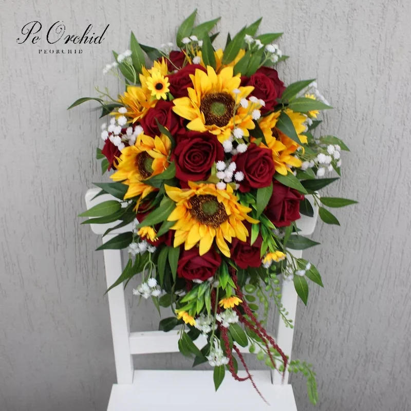peorchid-sunflower-waterfall-bridal-bouquet-baby-breath-artificial-burgundy-yellow-faux-flowers-wedding-bouquet-for-bridemsiad