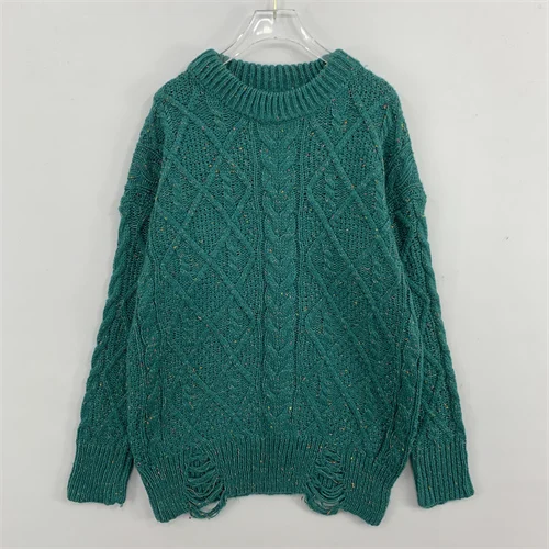 ヴィンテージ風カレッジ風ゆったりカジュアルレディースセーター漫画アニメ柄暖かいニットウール混紡丸首シングルボタン留め