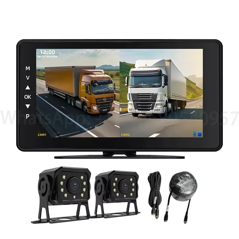 7-Inch IPS Dual Camera Car System with Night Vision Parking Loop Recording Back/Front View Dash Cam