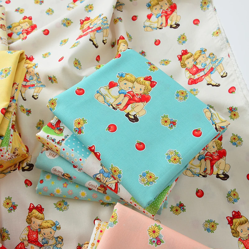 Handmade Fabric DIY Cotton Cartoon Flower Print Children\'s Clothing by Half Meter