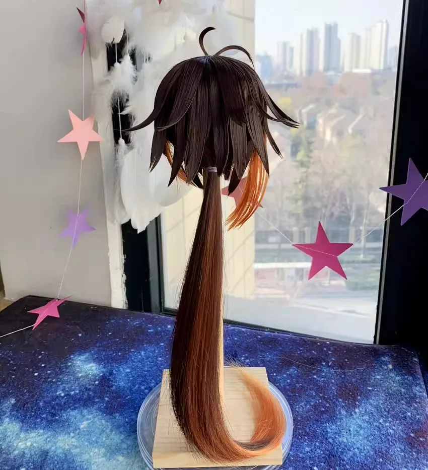 Game Genshin Impact Zhongli Role Cos Handmade Long Hair 1/3 1/4 1/6 BJD Hair Wig Cosplay KN Gift