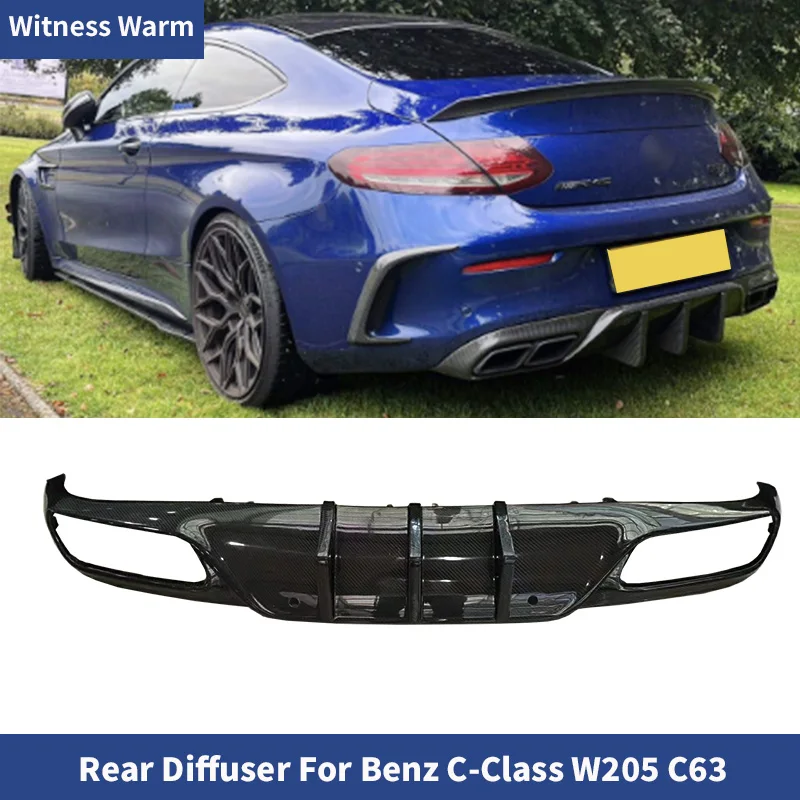 W205 Carbon Fiber Rear bumper lip Spoiler Diffuser for Mercedes-Benz C Class 2 Door Coupe W205 C63 AMG 2015-UP