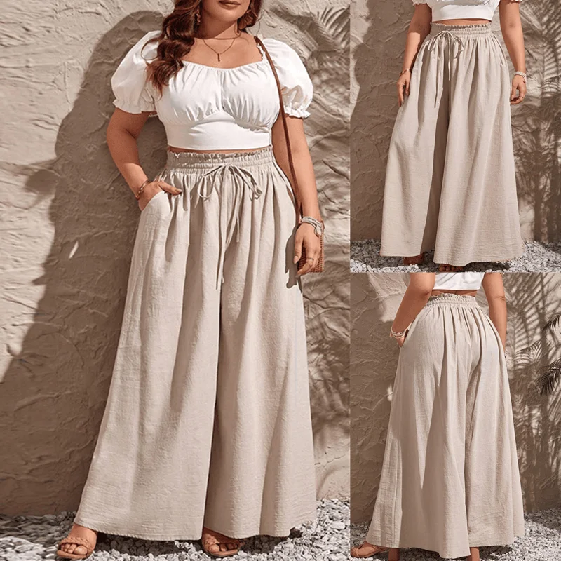 

High Waist Wide Leg Pants for Women Casual Loose Fit Street Sle Long Trousers Fem Faion plus Size Baggy Pants