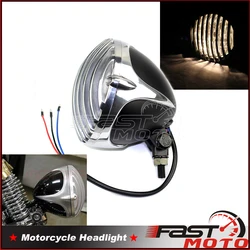 5'' Grill Motorcycle Headlight for Yamaha Virago XV 250 500 535 700 750 Harley Softail Springer Cafe Racer Club Style Headlights