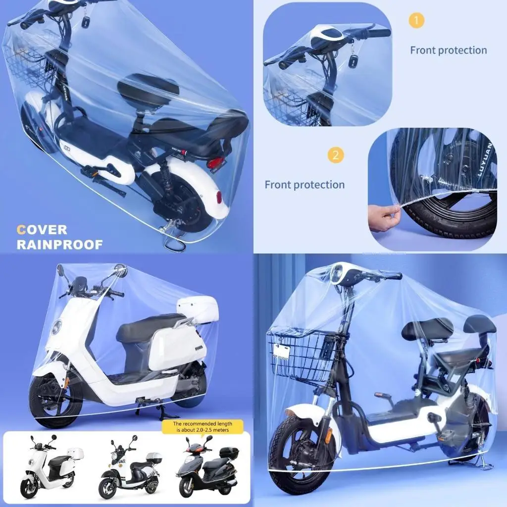 

02DE Waterproof for Scooter Transparent Rain Cover Outdoor Indoor Vehicle Sunshield All Season Motorbike Dust Cover Universal