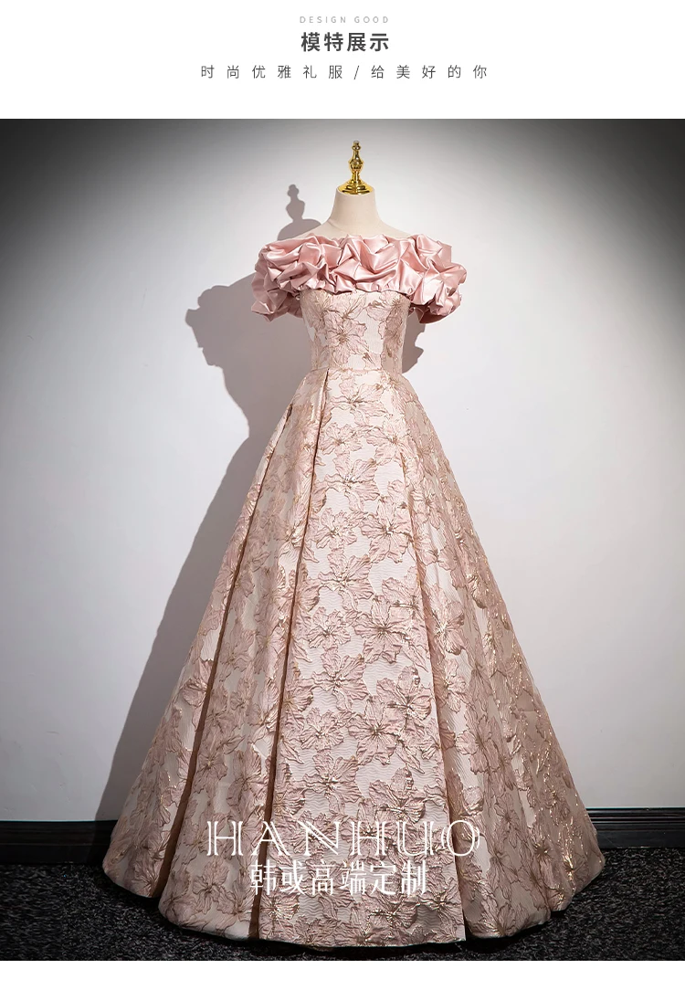 luxury pink jacquard ruffled medieval dress Renaissance gown Victoria Gothic Lol/Marie Antoinette Belle Ball gown