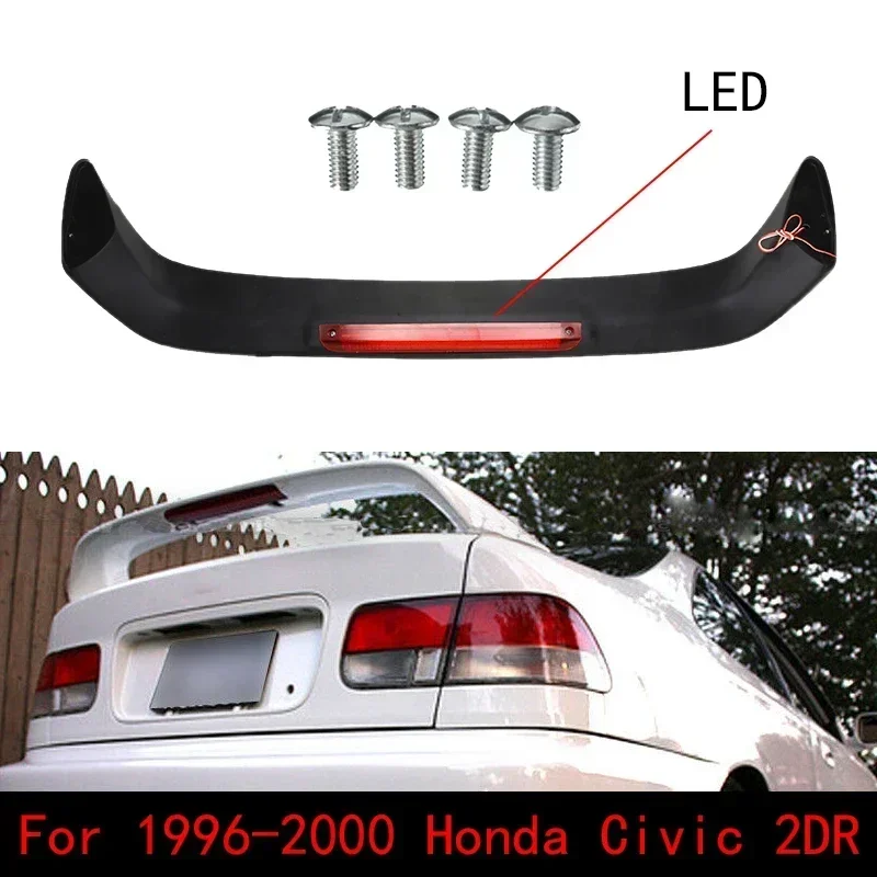 RMAUTO Car Rear Trunk Spoiler with LED Brake Light Lamp For Honda Civic 2DR 1996-2000 Rear Spoiler Wing Exterior Parts Body Kit