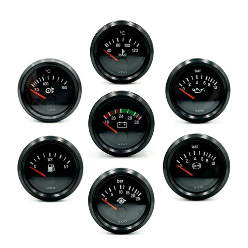 Medidor de temperatura del agua VDO/manómetro de presión de aceite/voltímetro/medidor de temperatura de aceite/medidor de combustible 52mm 12V 24V opcional