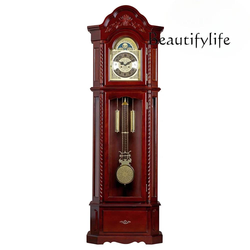 

A Six-sided large drawer mechanical vertical clock European floor-to-ceiling living room solid wood floor clock