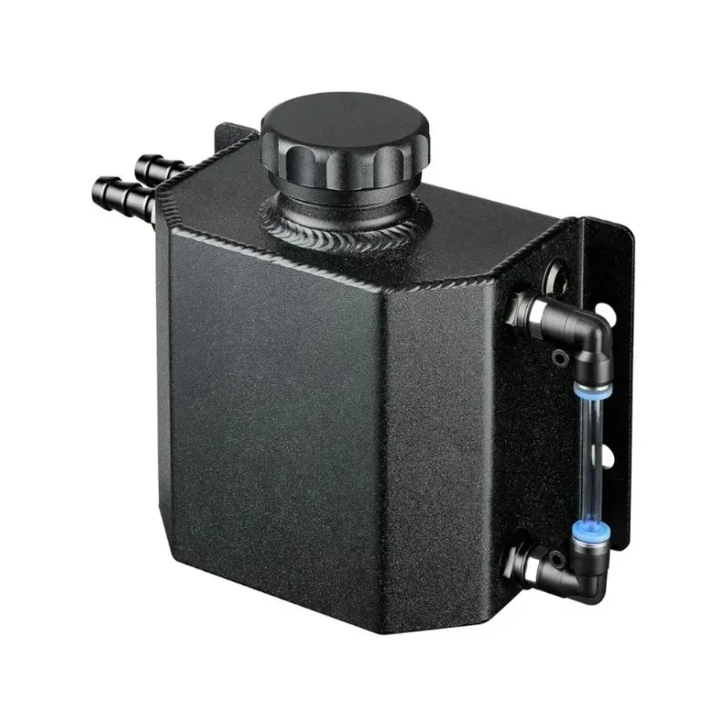 

New Universal for Coolant Tank Reservoir Bottle with Drain Plug 1L Alloy Aluminium Water Overflow Expansion 1pcs