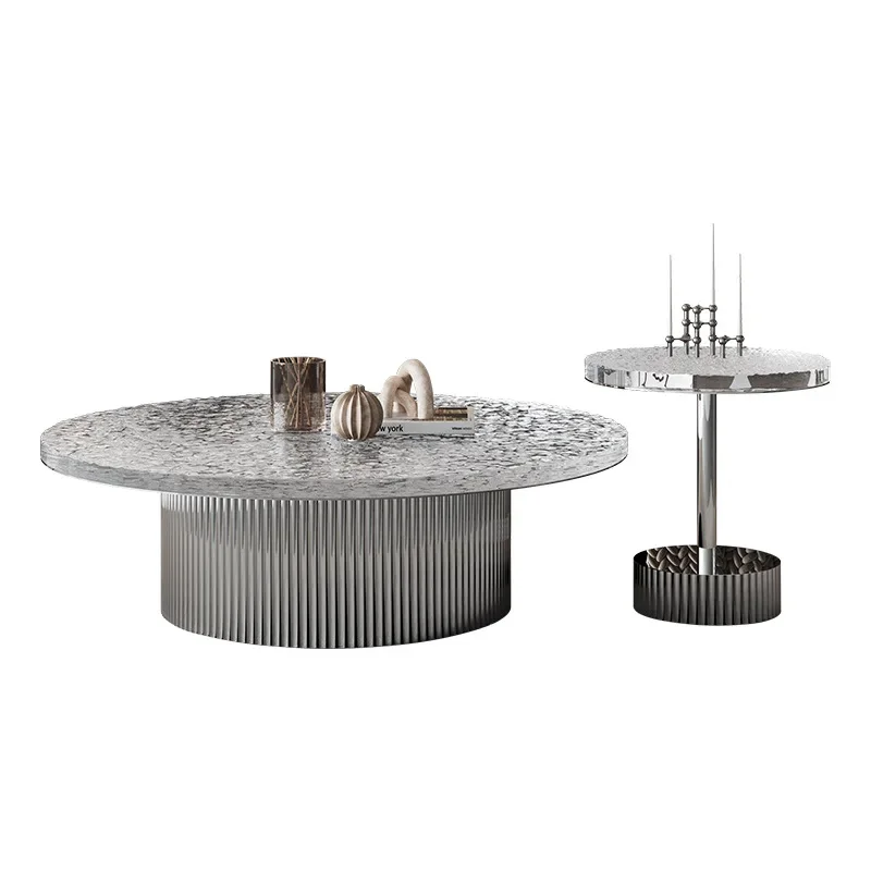 

Crystal, acrylic, round, coffee table, living room, household, light luxury, modern, simple, marble