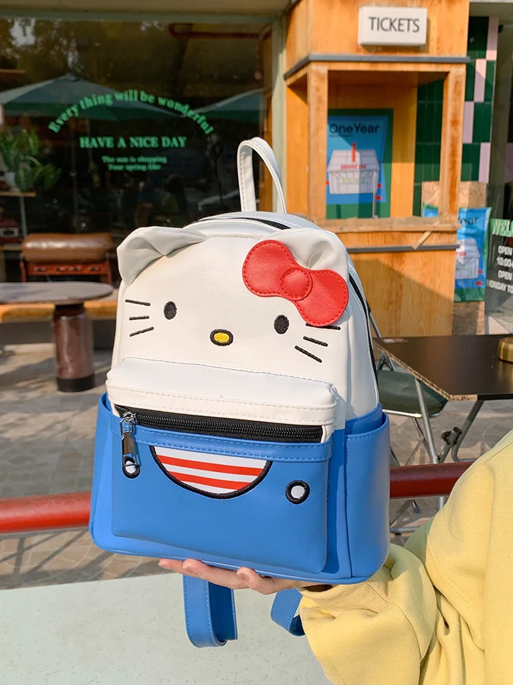 حقيبة ظهر كاواي سانريو هالو كيتي على الطراز الأكاديمي اللطيف ذات سعة كبيرة حقيبة كاجوال عالية الموضة هدية للفتيات #1