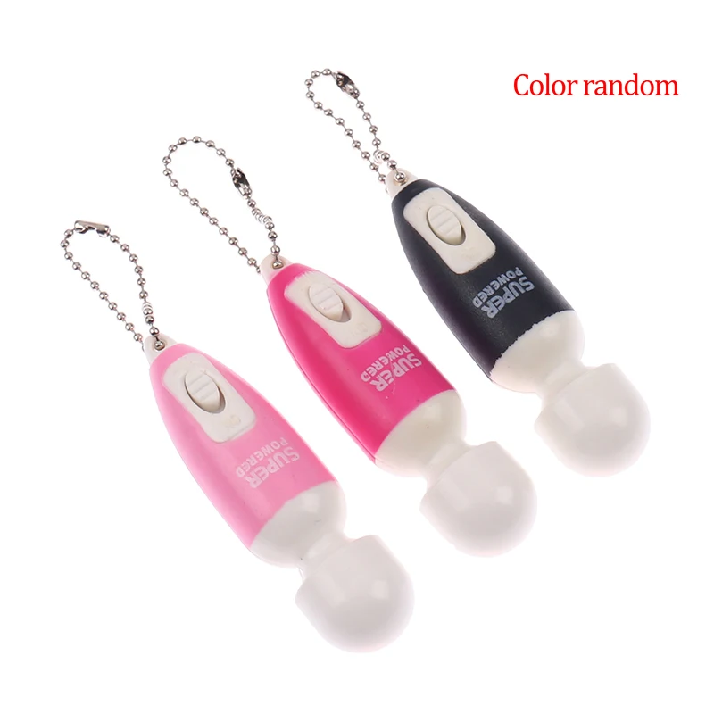 Portable Mini Massage Stick Tiny Stress Relief Electronic Key-Chain Ring Full Body Massager With Button ( Random Color )