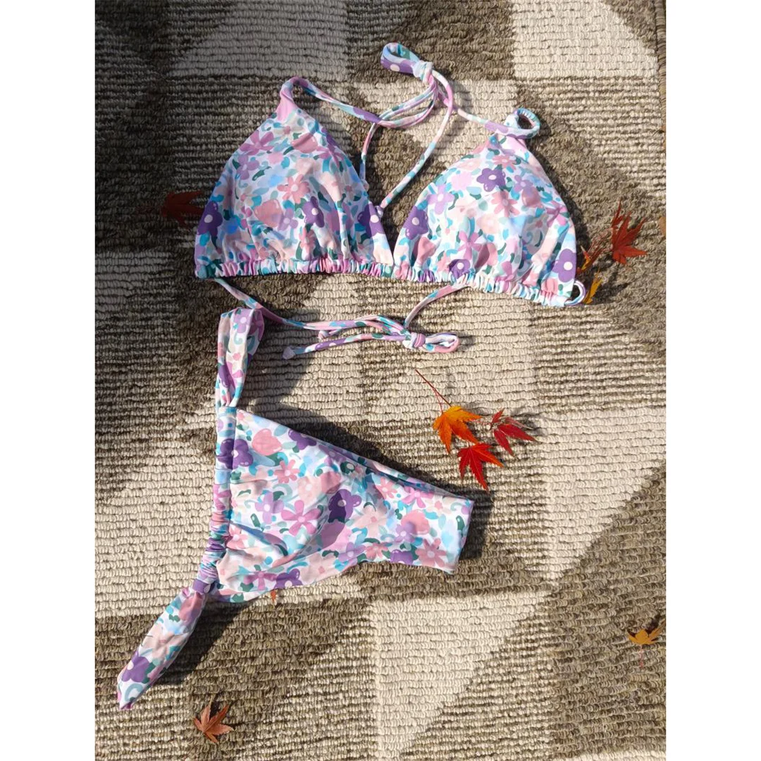 XS - XL, Bikini mit Blumenmuster, Damen-Badeanzug, zweiteiliges Bikini-Set, Damen-Badebekleidung, gepolsterter Badeanzug, Badeanzug, Modell V6530. – Detail 15