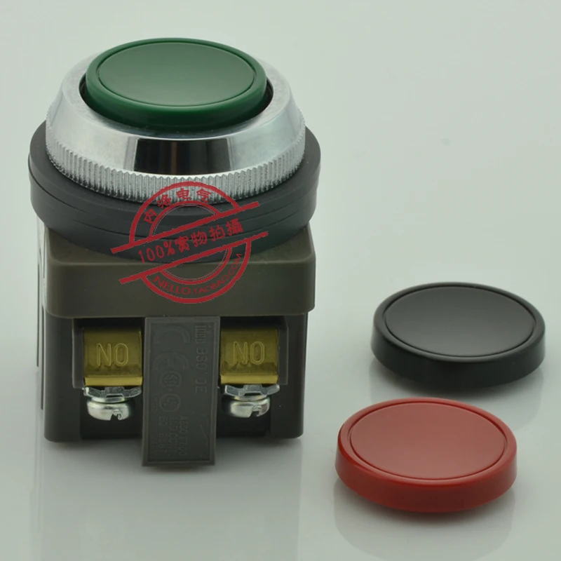 [SA]Japan and the spring IDEC 30mm flat head self-reset button switch ABN110 * green red and black 1NO--10pcs/lot