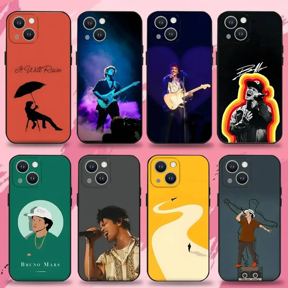 

Singer B-Bruno M-Mars Phone Case For iPhone 16,15,14,13,12,11 Plus,Pro Max,XS,X,XR,SE,Mini,8,7,Soft Silicone Black Cover