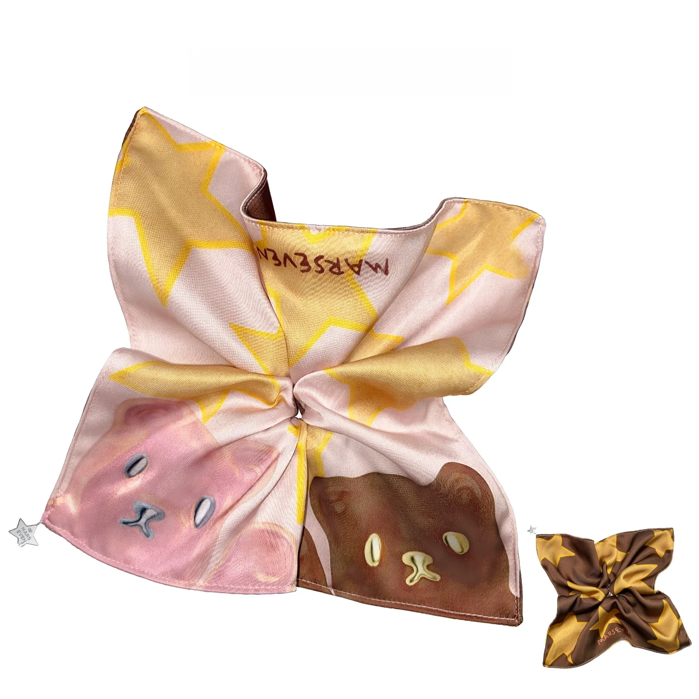 marseven-bear-soft-candy-series-square-scarf-hair-ties-gentle-original-design-elegant-hair-accessories-for-women