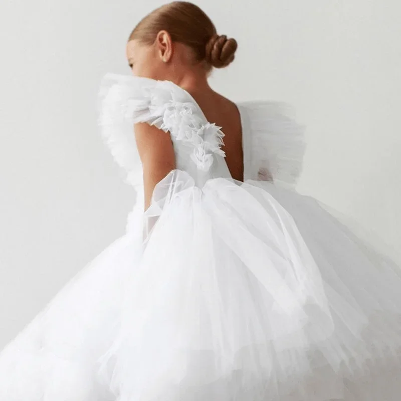 

Baby Girl Princess Mesh Tutu Dress Infant Toddler Child Fly Sleeve Vestido Party Wedding Birthday Ball Gown Baby Clothes 2-14Y