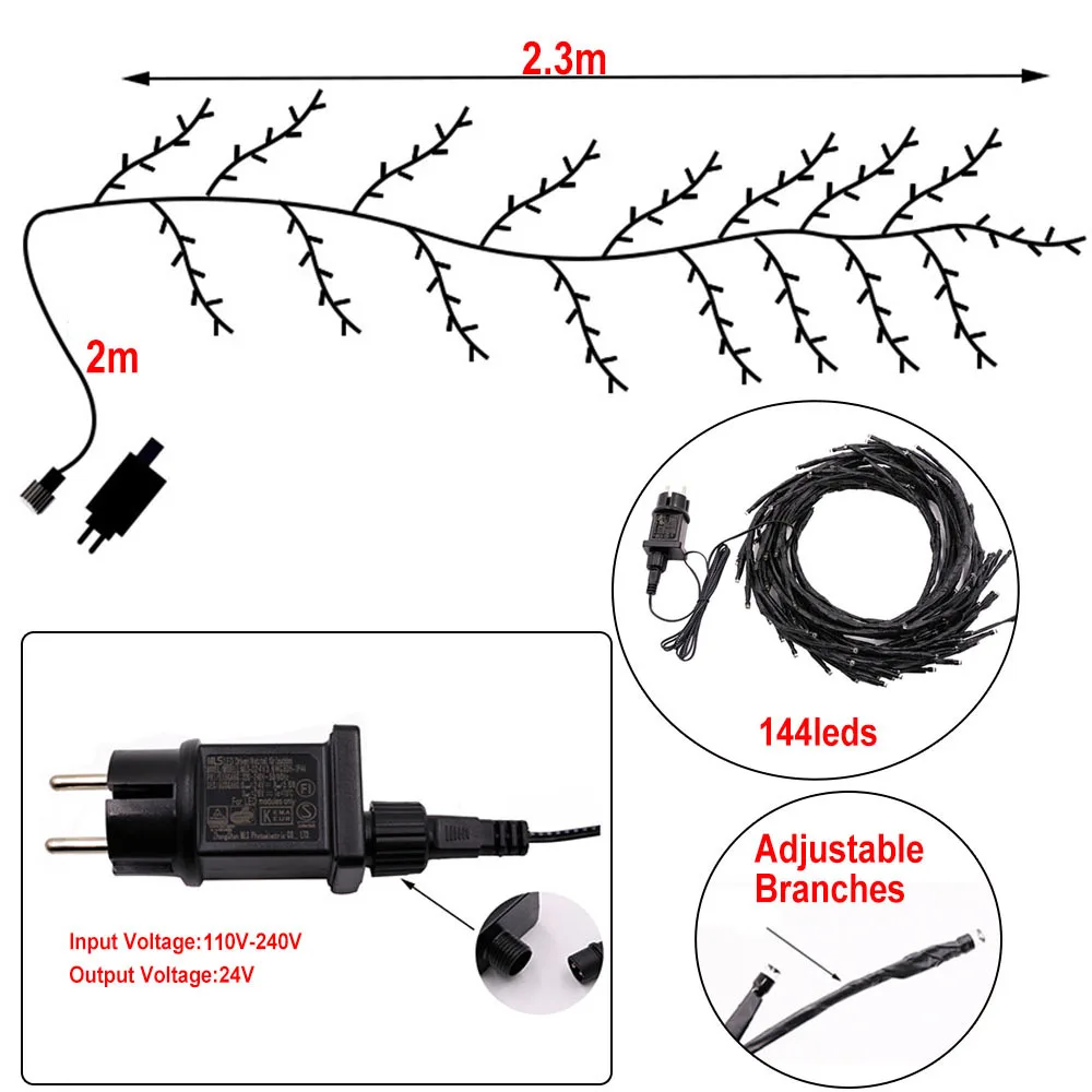 Imagem -02 - Romântico Fairy Willow Vine Light String Holiday Rattan Twig Garland Decoração para Ano Novo Casamento Natal Dia dos Namorados 144leds