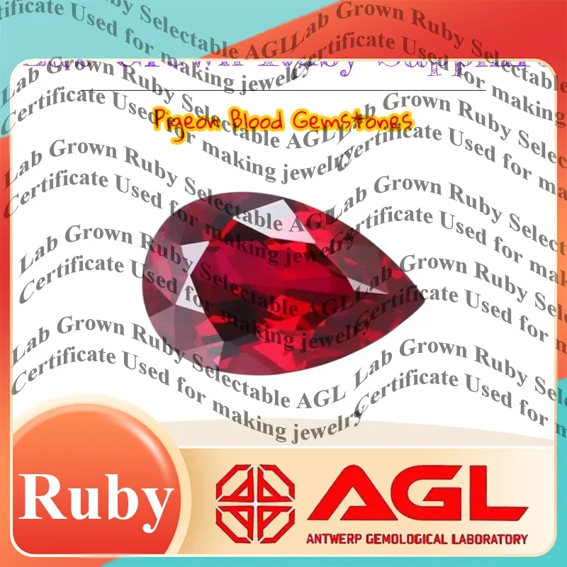 

M-Lab Cultivated Ruby Pigeon Blood Red Pear Cutting Pendant Beads DIY Jewelry Optional Certificate Preferred for Daily Wear