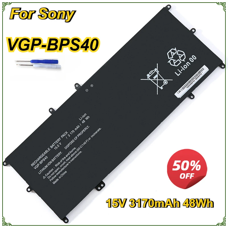 

VGP-BPS40 Laptop Battery for Sony Vaio Flip 14A SVF14N SVF 15A SVF15N17CXB VGP-BPS40 15V 3170mAh 48Wh