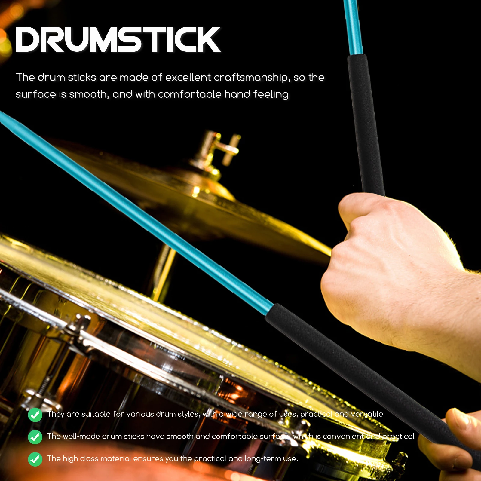 

Metal Drum Sticks Percussion Mallets Performance Alloy Music Drumsticks Smooth Long Use Practical Versatile High Material