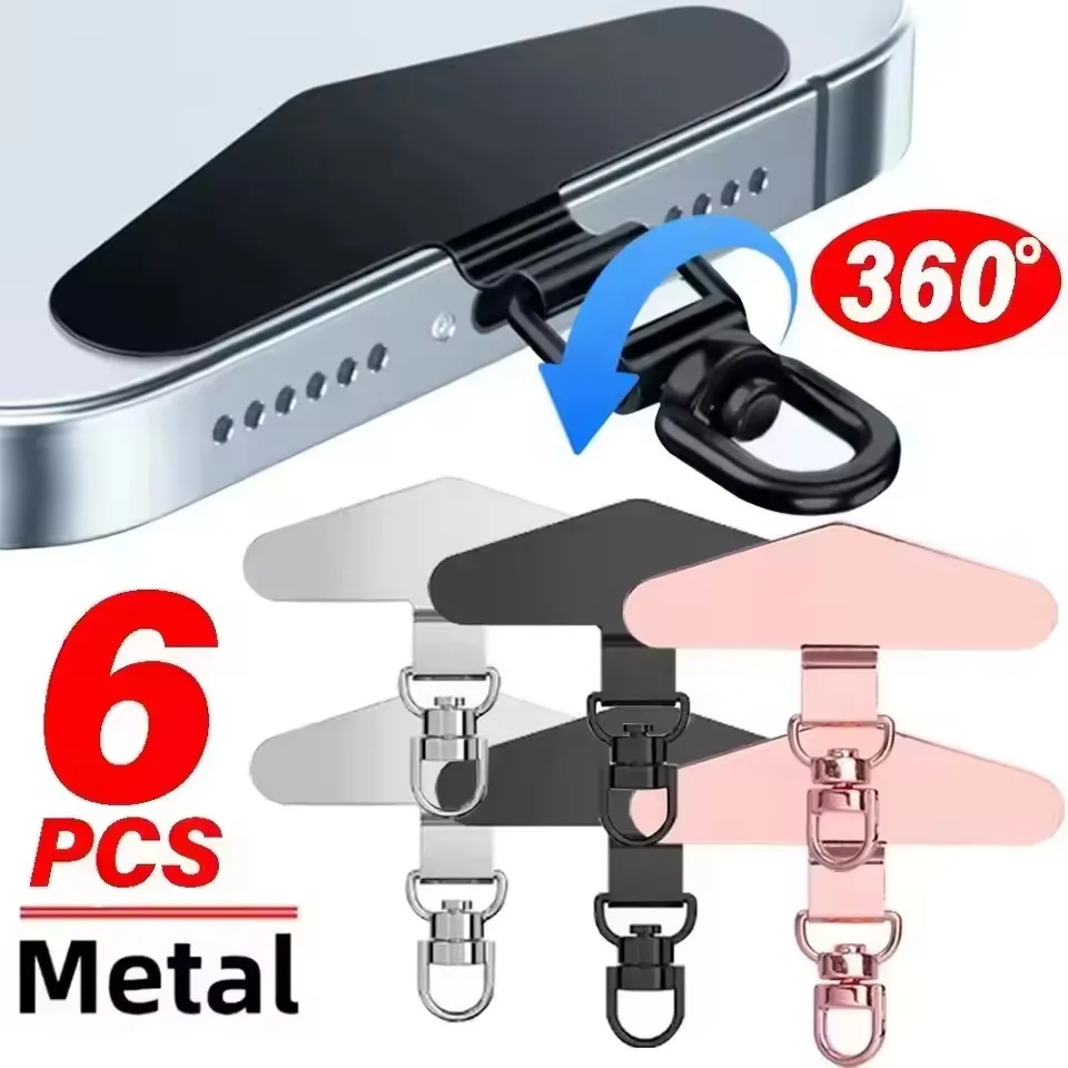 Anti-Lost Phone Lanyard Universal Replacement Connector Tether Tab Clip Metal Card Pad Adapter for IPhone Samsung Secure Fit