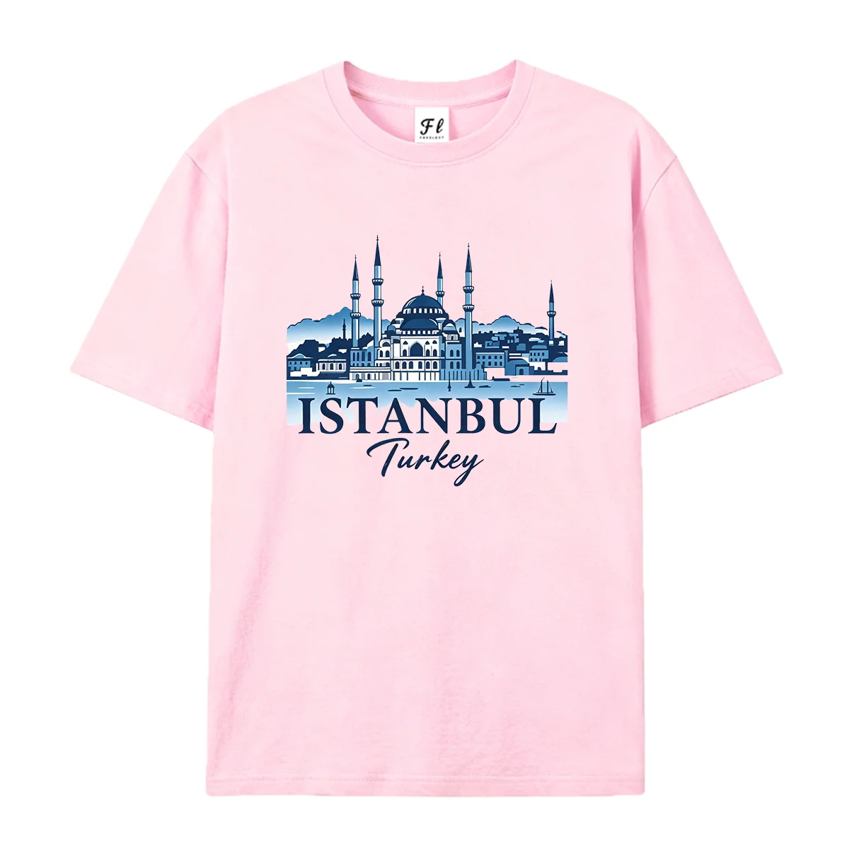 Men Women Unisex Istanbul Turkey Cityscape Graphic T Shirt Casual Short Sleeve Tee Mosque Skyline Travel Print Soft Cotton Tops