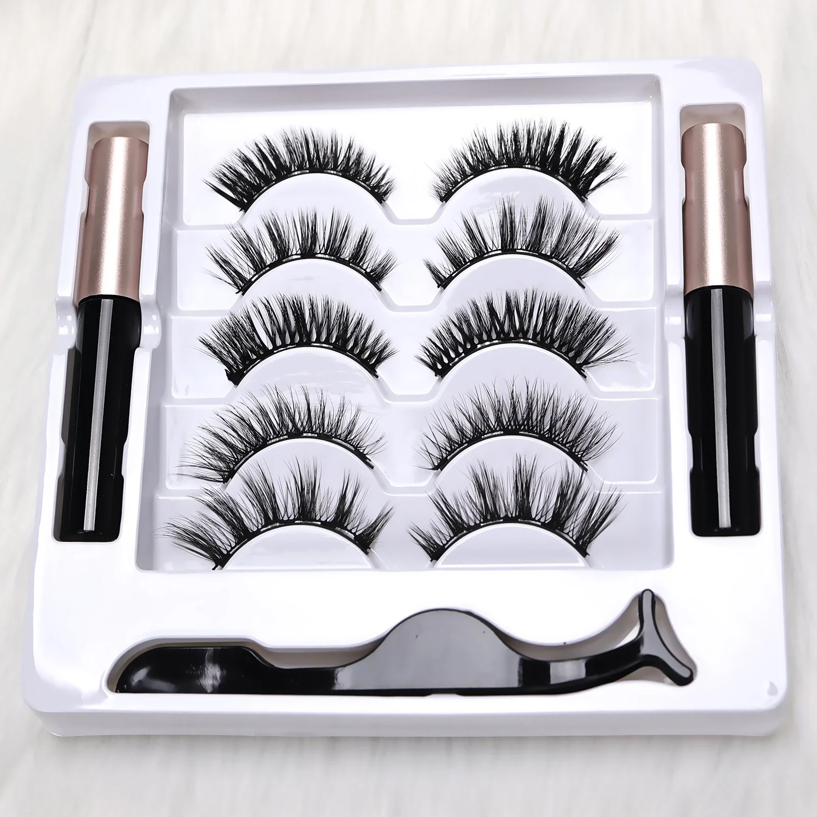 Sommer Wasserfestes Magnetisches Wimpernset 5 Paar Volle Streifen Dramatische Dicke Wimpern Mit Magnetischem Eyeliner Outdoor-Make-up – Detail 5