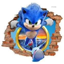 Pegatina de pared de Sonic DIY para habitación de niños, decoración de grafiti 3D, pegatina de juego de dibujos animados desmontable, regalo de PVC, nuevo